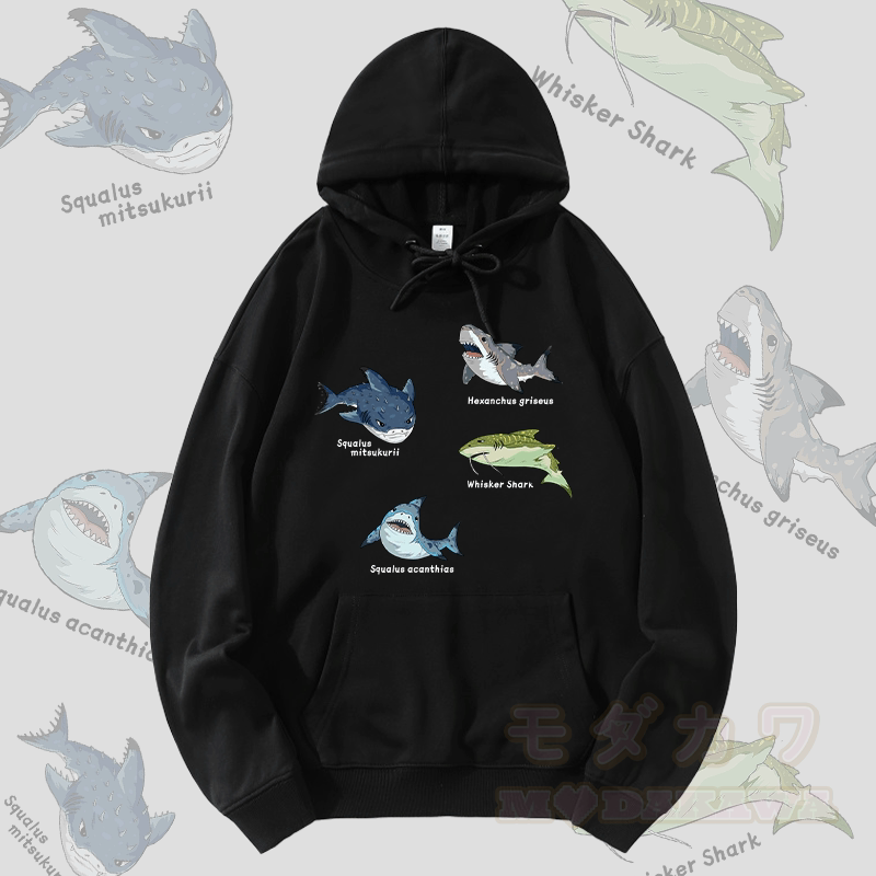 MODAKAWA Streetwear-Pullover-Hoodie mit Hai-Motiv - Schwarz - 5XL - image 4