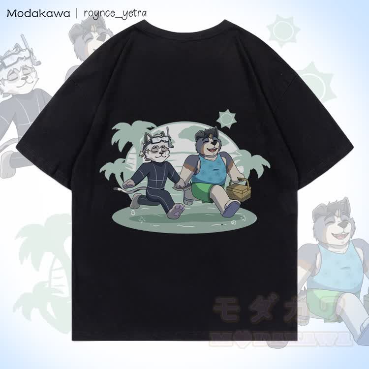 MODAKAWA X roynce_yetra Schnorchelkatze Grafik 100% Baumwolle T-Shirt - image 4