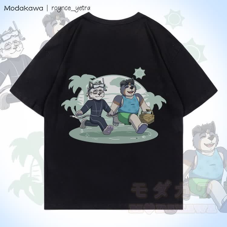 MODAKAWA X roynce_yetra Schnorchelkatze Grafik 100% Baumwolle T-Shirt - image 4