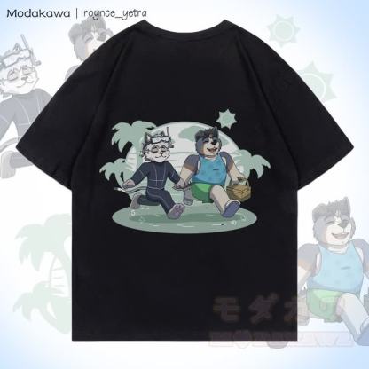 MODAKAWA X roynce_yetra Schnorchelkatze Grafik 100% Baumwolle T-Shirt - image 4