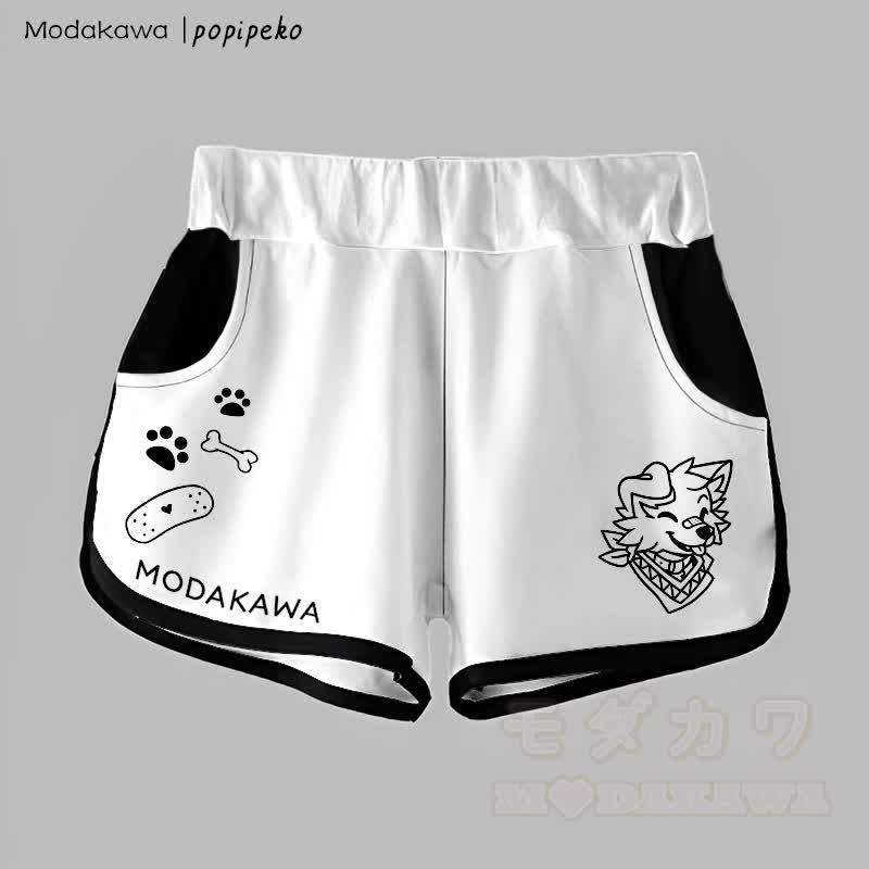 MODAKAWA X popipeko Gradient Smiling Puppy Graphic Shorts - Weiß - 5XL - image 6
