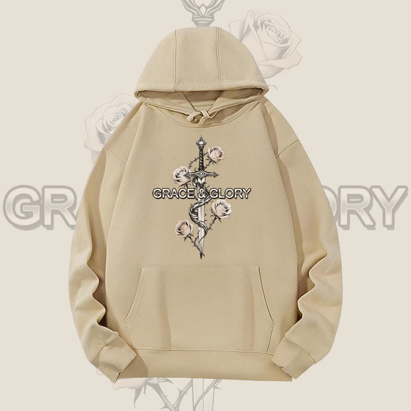 MODAKAWA GRACE GLORY Gothic Rose Sword Graphic Heavyweight Hoodie - Dark Khaki - 2XL - image 3