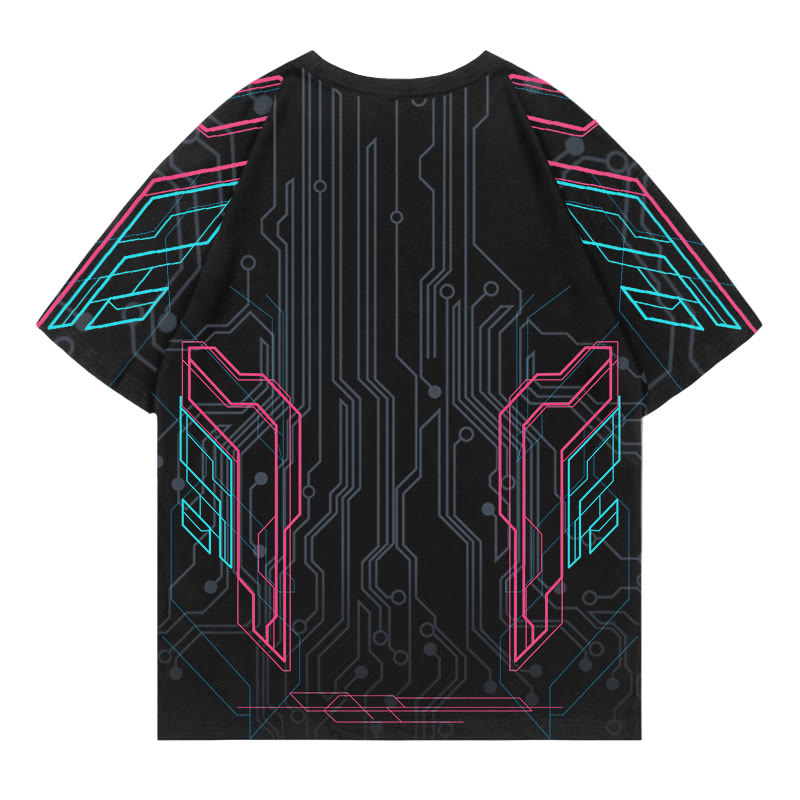Modakawa-T-Shirt mit Cyberpunk-Herz-Print