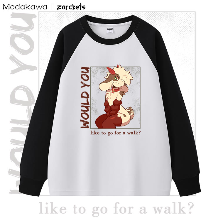 MODAKAWA Langarmshirt mit Farbblock-Cartoon-Print - Schwarz - 5XL - image 5