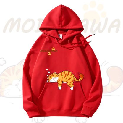 MODAKAWA Kapuzenpullover mit niedlichem Katzenmotiv und Fleece-Futter - Red - 3XL - image 10