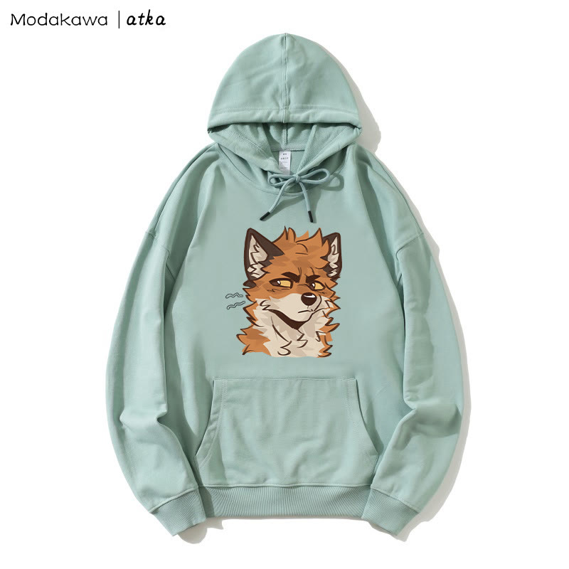 Kapuzenpullover mit frechem Fuchsgesicht-Grafik - Green - 5XL - image 3