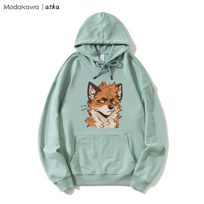 Kapuzenpullover mit frechem Fuchsgesicht-Grafik - Green - 5XL - image 3