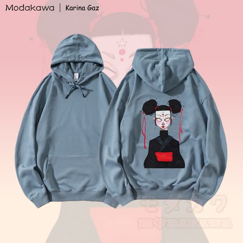 MODAKAWA X Karina Gaz Girl Graphic Loose Cotton-Blend Hoodie - Blau - 5XL - image 3