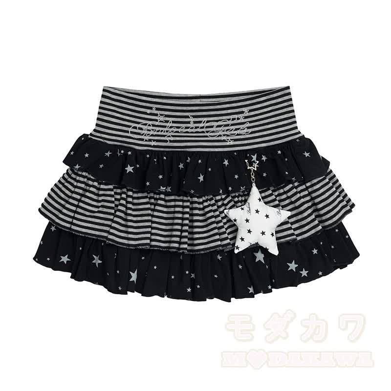 Hochwertiges, langlebiges Set aus Hoodie, Rock und Strasssteinen mit bunten Pins und Sternenmuster – zweiteilig - Schwarzer Rock - XL - image 13