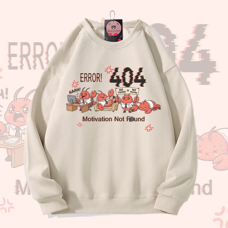 ERROR 404 MOTIVATION NICHT GEFUNDEN Lustiges Modakawa-Sweatshirt mit Flusskrebs-Grafik - Light Beige - 5XL - image 3