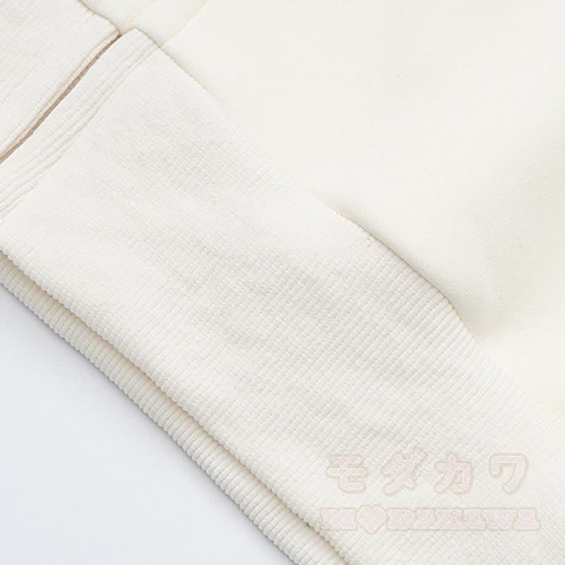 Niedlicher Kapuzenpullover mit Katzenohren, Reißverschluss, Musiknoten-Katzenprint und Spitzenbesatz - image 10