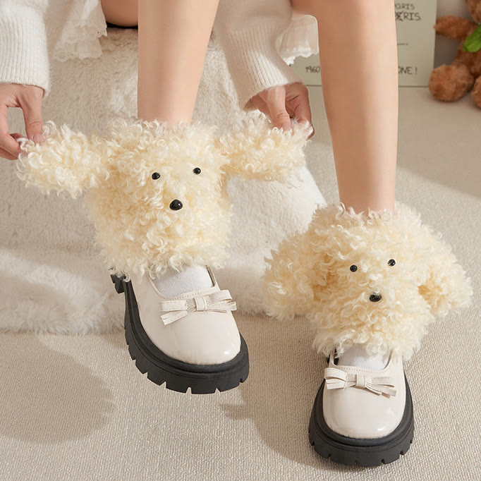 Y2K Niedliche weiße Welpen-Schlappsocken - image 5