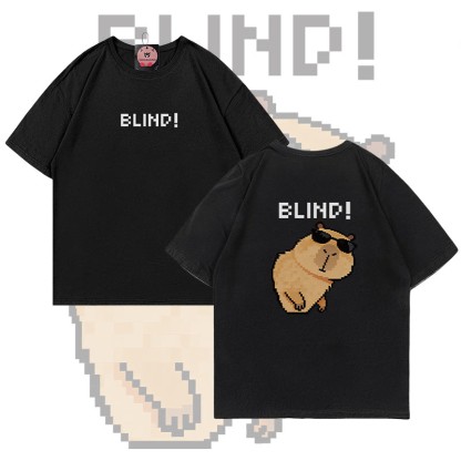 BLIND Capybara Grafik Modakawa 100% Baumwoll-T-Shirt - Black - 5XL - image 3