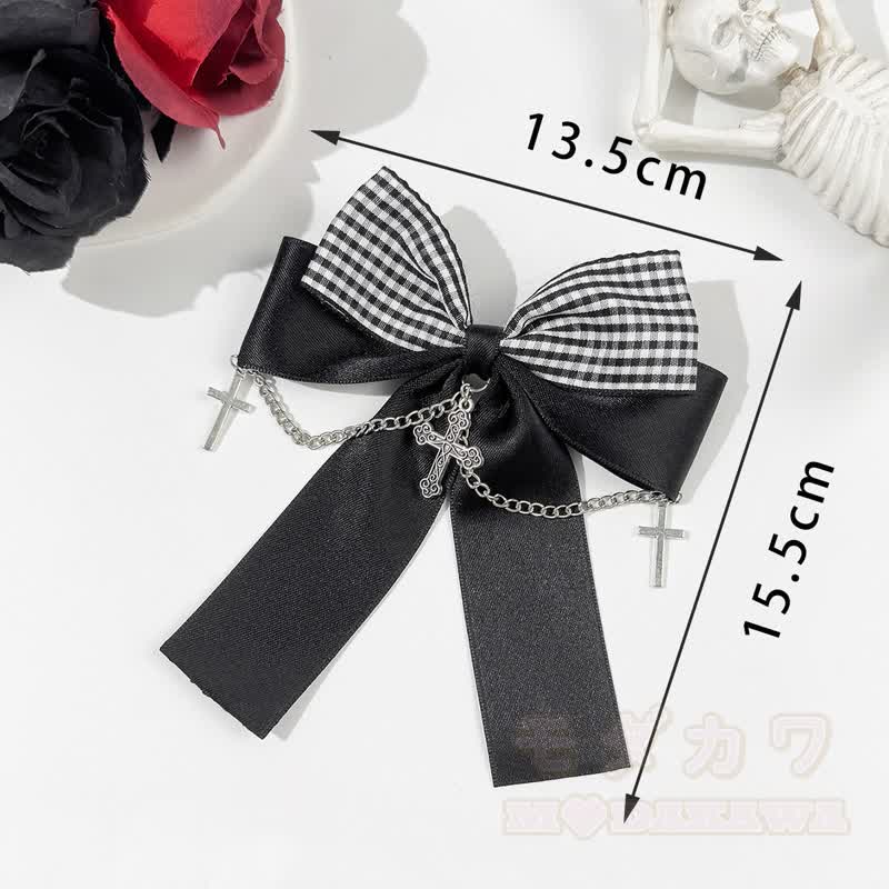 Süße Haaraccessoires mit gotischem Karomuster und Schleife - image 9