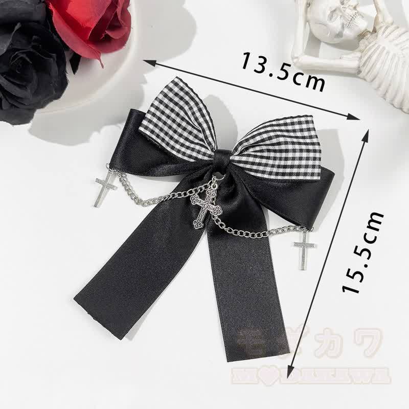 Süße Haaraccessoires mit gotischem Karomuster und Schleife - image 9