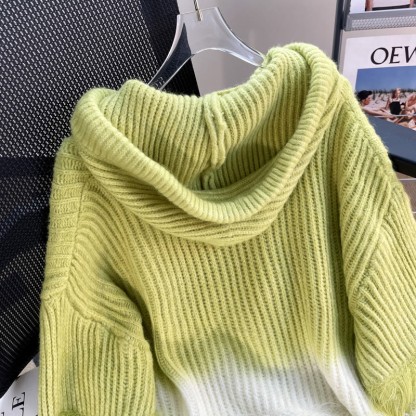 Flauschiger Patchwork-Strick-Kapuzenpullover - image 5