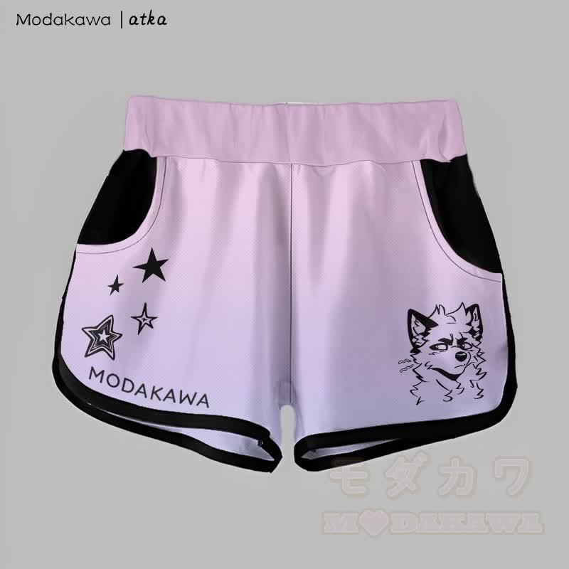 MODAKAWA X atka Gradient Cheeky Fox Graphic Shorts - Lila - 5XL - image 3