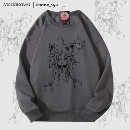 MODAKAWA X bonne_syu Unisex-Sweatshirt mit Katzenmotiv - Dark Grey - 5XL - image 4