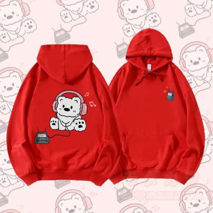 MODAKAWA Kopfhörer Bär Grafik Partner-Hoodie - Rot - 5XL - image 6