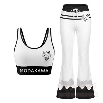Zunge-raus-Kitty-Grafik-Crop-Tanktop, Sporttop, Schlaghose, Modakawa-Partnerlook - Weißes Set - 2XL - image 15