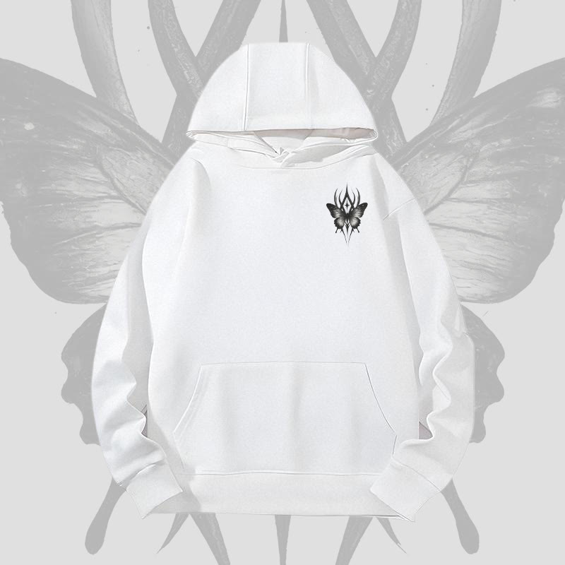 MODAKAWA Gothic Butterfly Graphic Heavyweight Hoodie - White - 2XL - image 8