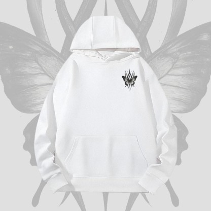 MODAKAWA Gothic Butterfly Graphic Heavyweight Hoodie - White - 2XL - image 8