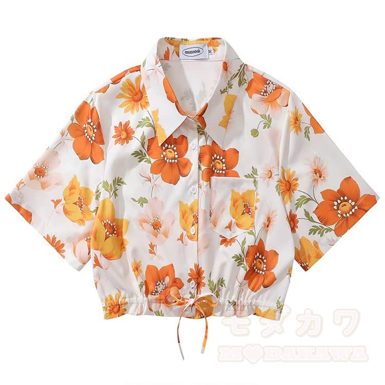 Kurzarmhemd mit Vintage-Print und Knopfleiste - Mehrfarbig J - L - image 11