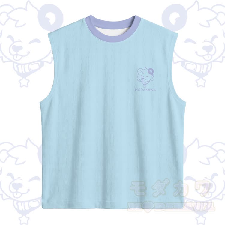 Ärmelloses, schnelltrocknendes Tanktop mit Bärenmotiv und passender Hose von Modakawa - Himmelblaues Oberteil - 5XL - image 6