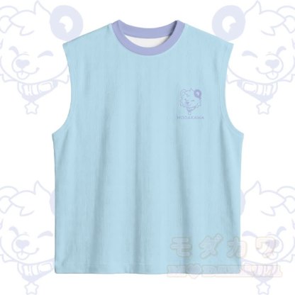 Ärmelloses, schnelltrocknendes Tanktop mit Bärenmotiv und passender Hose von Modakawa - Himmelblaues Oberteil - 5XL - image 6