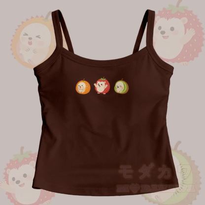 Modakawa Cami Top mit Frucht-Igel-Grafik - Braun - One Size - image 6