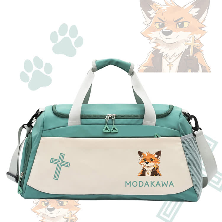 Modakawa Sporttasche mit großem Fassungsvermögen und Fuchs-Kreuz-Grafik - Green - 55*28*26 cm - image 6