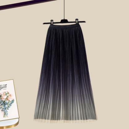 3D-Blumenstrickpullover und passender Farbverlaufrock – Outfit - Black Skirt - XL - image 14