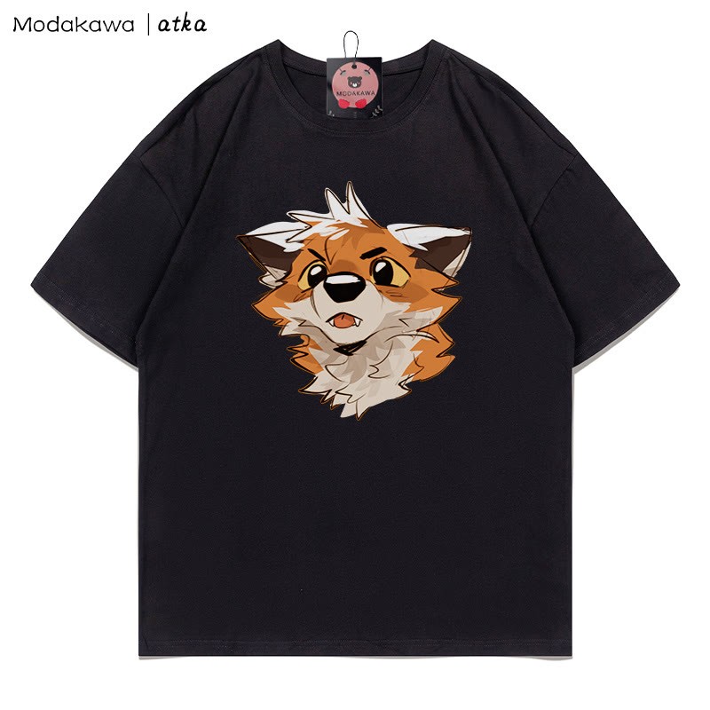 MODAKAWA X atka Surprised Fox Grafik-T-Shirt - Black - 5XL - image 5
