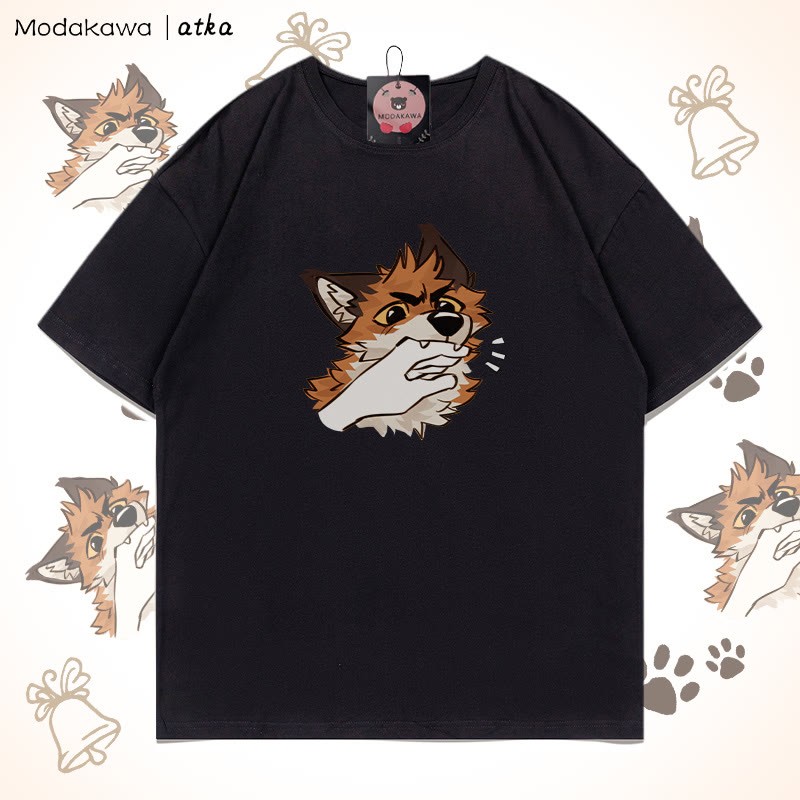 MODAKAWA X atka Playful Fox Grafik-T-Shirt - Black - 5XL - image 7