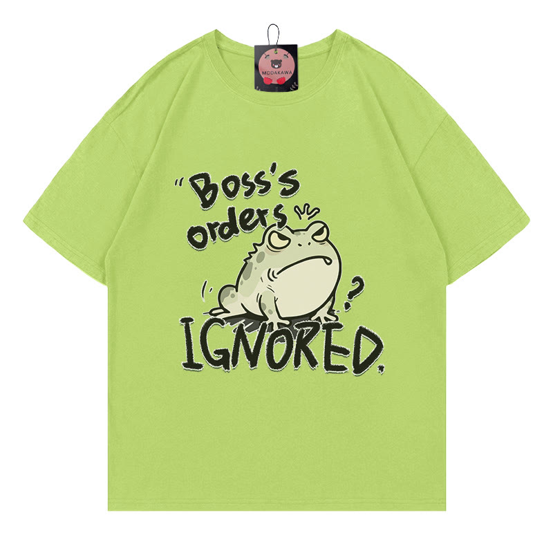 BOSS'S ORDERS IGNORED – Modakawa-T-Shirt mit Frosch-Buchstabenprint - Dark Green - 5XL - image 4