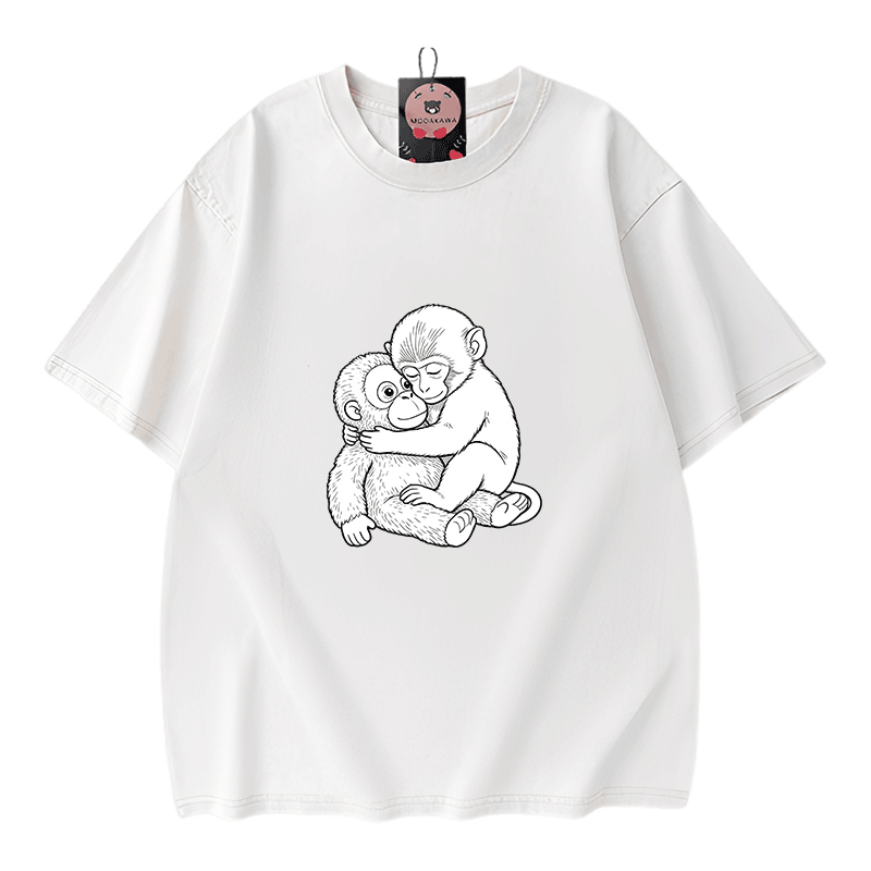 Modakawa Vintage T-Shirt mit Affenmotiv, gewaschen aus 100 % Baumwolle - White - 5XL - image 3
