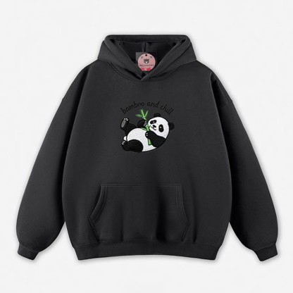 BAMBOO AND CHILL Panda Graphic Loose Hoodie - Black - 5XL - image 10