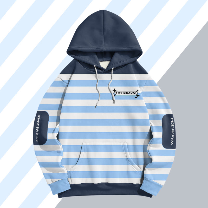 MODAKAWA Pullover-Hoodie mit Streifen- und Buchstabenprint - Blue - 8XL - image 2