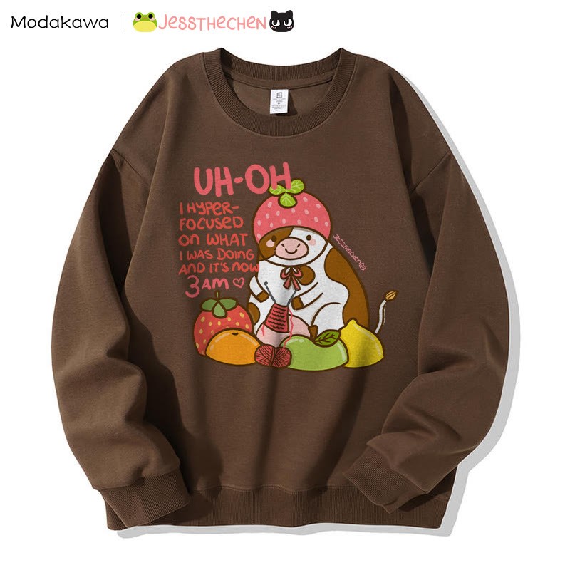 MODAKAWA X jessthechen Fruit Cow Graphic Sweatshirt - Brown - 5XL - image 3
