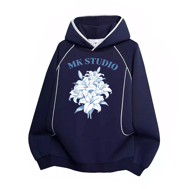 Pretty Lily Graphic Modakawa Raglan Sleeve Oversized Pullover Hoodie - Purplish Blue - 3XL - image 4