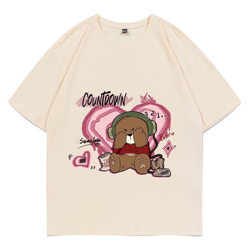MODAKAWA COUNTDOWN Cover Eyes Bear Grafik-T-Shirt - Apricot - 5XL - image 3