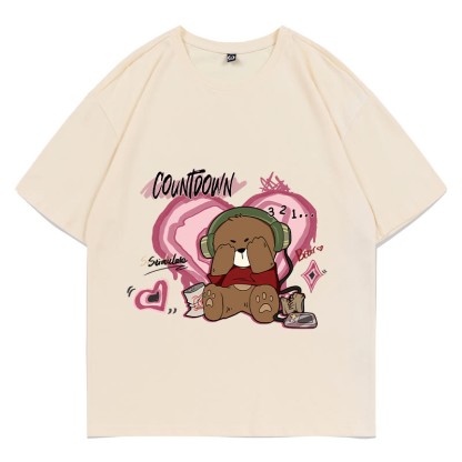 MODAKAWA COUNTDOWN Cover Eyes Bear Grafik-T-Shirt - Apricot - 5XL - image 3
