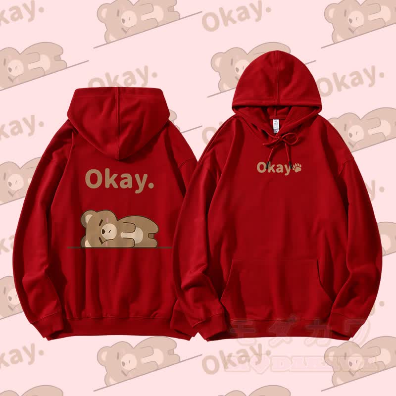 MODAKAWA Bären-Streetwear-Pullover-Hoodie mit Grafikmotiv - Weinrot - 5XL - image 4