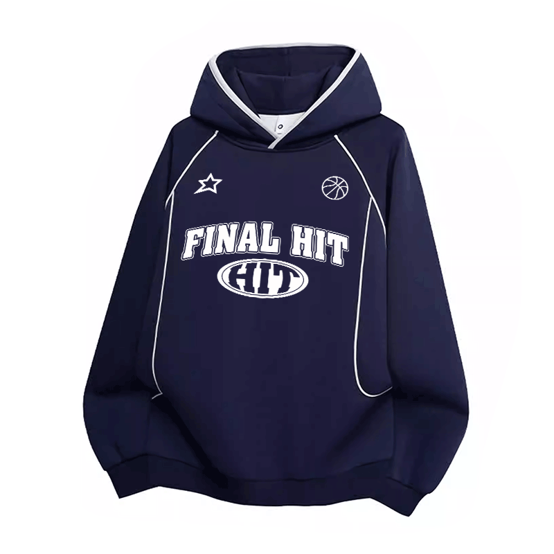 FINAL HIT Graphic Modakawa Raglan Sleeve Oversized Pullover Hoodie - Purplish Blue - 3XL - image 4
