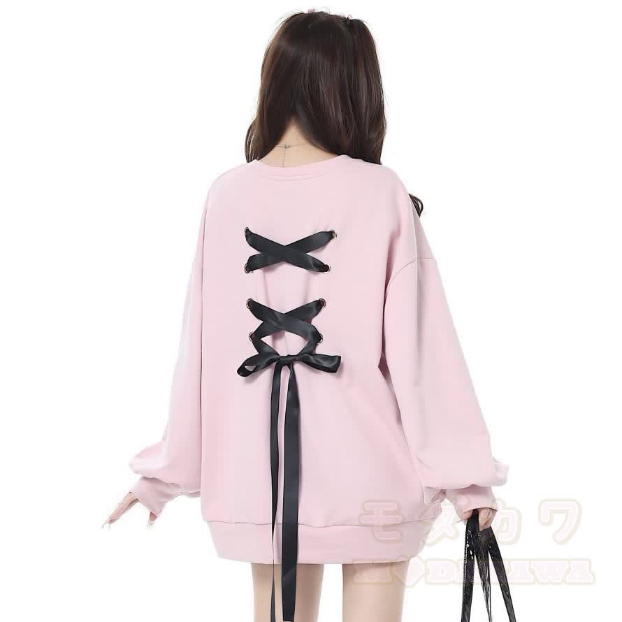 Zweiteiliges Set aus Sweatshirt mit Herzmuster und Schleife vorne, Rundhalsausschnitt und Minirock - Rosa Top - 2XL - image 7