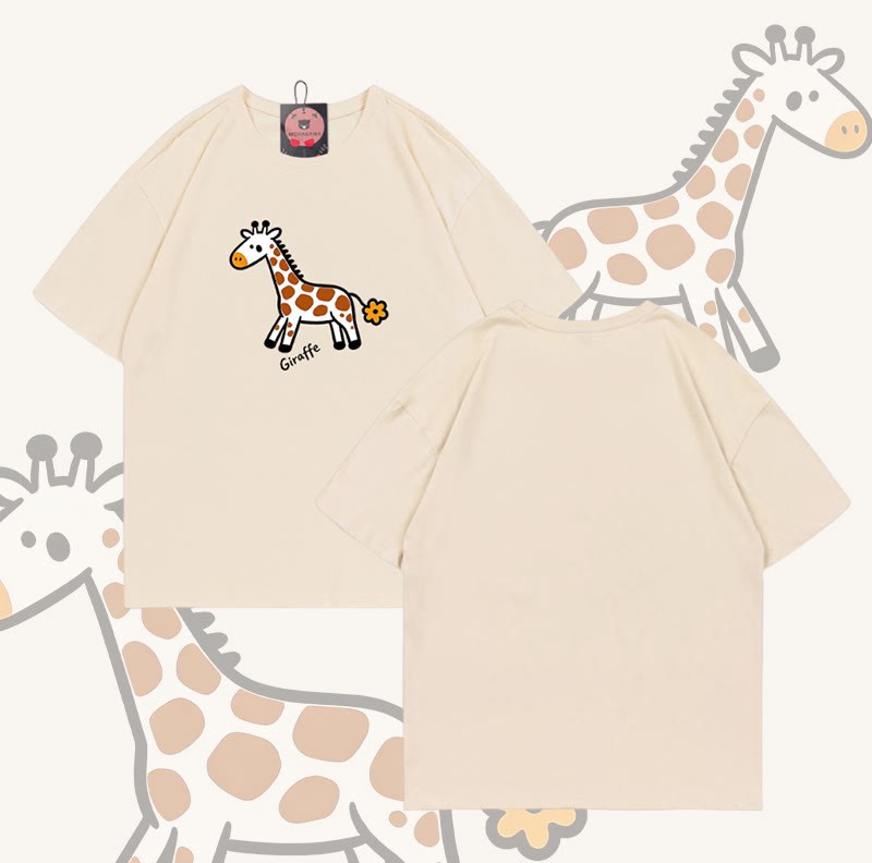 Giraffenmotiv Modakawa T-Shirt aus 100 % Baumwolle - Apricot - 5XL - image 6