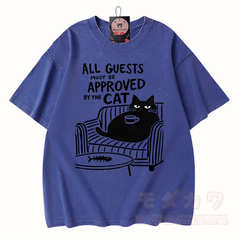 MODAKAWA Kitty Grafik Vintage Washed 100% Baumwoll-T-Shirt - Blau - 3XL - image 9