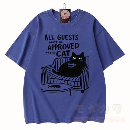 MODAKAWA Kitty Grafik Vintage Washed 100% Baumwoll-T-Shirt - Blau - 3XL - image 9