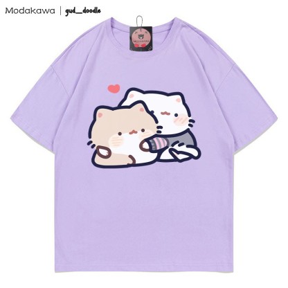 MODAKAWA X gud_doodle T-Shirt mit Kätzchen-Print - Purple - 5XL - image 5