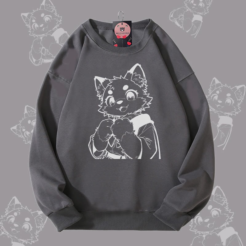 MODAKAWA Unisex-Sweatshirt mit niedlichem Katzenmotiv und Pfotenabdruck - Dark Grey - 5XL - image 2